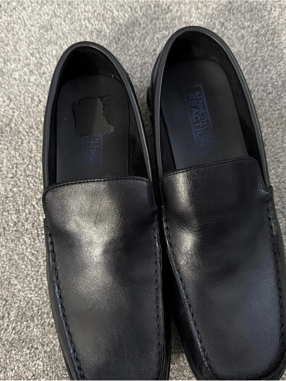 Kenneth Cole Reaction Black Leather Slip-On Loafers for Men